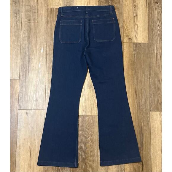 Loft The Slim Flare Patch Flap Pocket Jeans 12x31 NWOT Dark Wash Boho Hippie - Picture 5 of 10